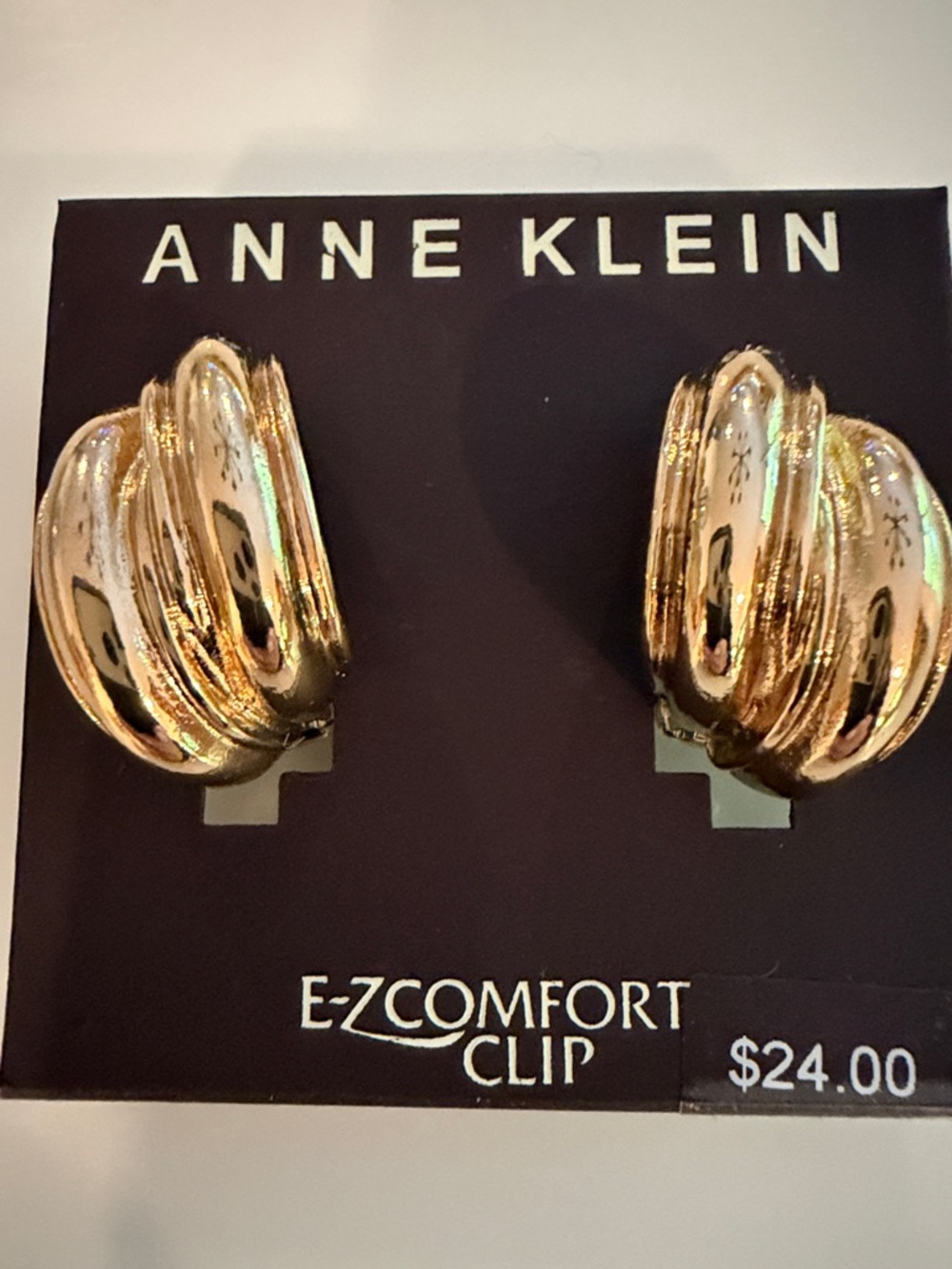 Anne Klein Gold tone Multi-Band Clip Earrings
